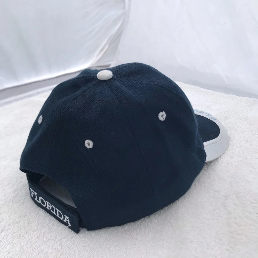 Florida type with Dolphin Art Adjustable Blue White Travel Beach Baseball Cap